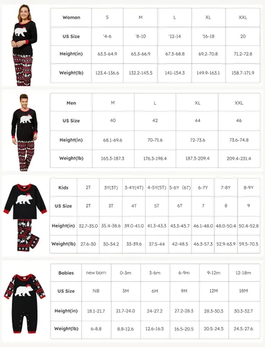 Vista 7 de PATPAT Pijamas de Navidad a juego para la familia, conjuntos de pijamas con estampado de letras y pantalones a cuadros