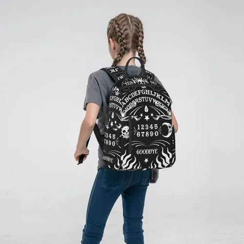 Vista 7 de SWEET TANG Mochila de viaje ligera para ciclismo, senderismo, para hombres y mujeres, Tatuaje Esqueleto Cráneo Tablero Negro, Mochilas de viaje