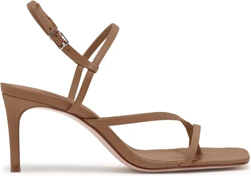 Vista 2 de PiePieBuy Sandalias de tacón cuadrado para mujer, correa cruzada en el tobillo, tacón de aguja, vestido de boda, zapatos de fiesta
