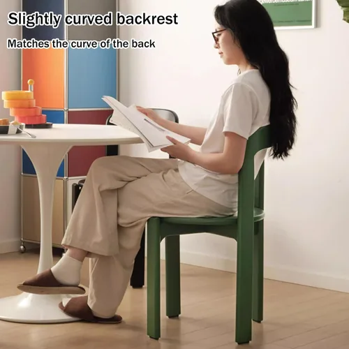 Vista 4 de Silla de comedor moderna y versátil, sillas de cocina con marco de madera apilable, silla lateral sin brazos, taburete para el hogar para habitación