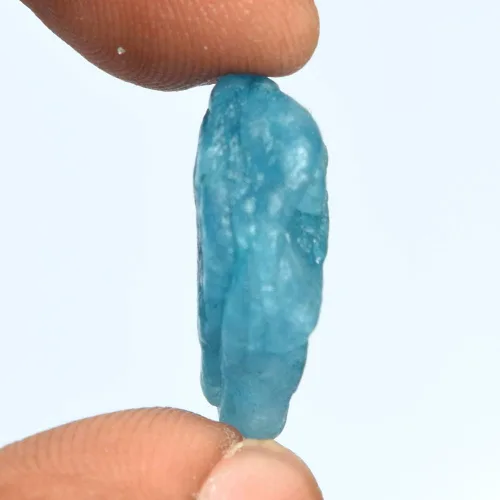 Vista 2 de GEMHUB Cristal azul aguamarina cristalina Schorl de 18.50 quilates azul aguamarina curativa cristal azul áspero, aguamarina suelta DT-298, Piedra