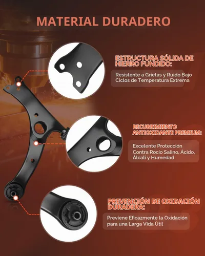 Vista 4 de Kit completo de suspensión delantera de 10 piezas para Toyota Corolla 2003 2004 2005 2006 2007 2008