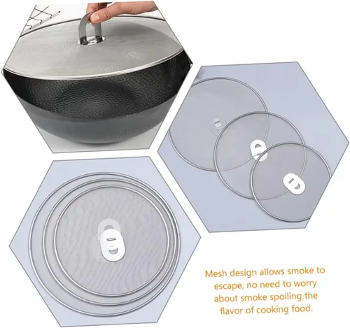 Vista 4 de 3pcs Oil Splatter Guard Cooking Splash Guards Frying Screen Splatter Stove Splash Easy to Clean Mesh Screens