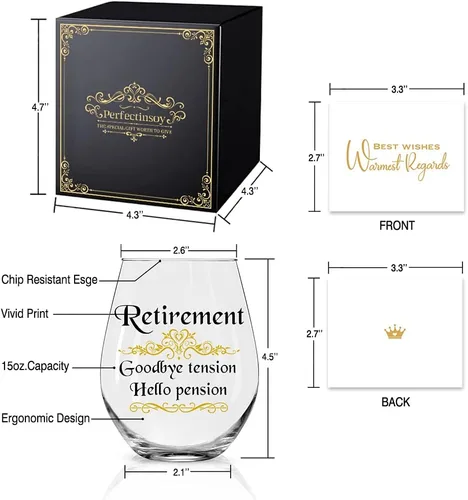 Vista 2 de Perfectinsoy Vaso de vino con caja de regalo, regalo de jubilación 2025 para mujeres, compañeras de trabajo, amigas, jefas, enfermeras, regalos