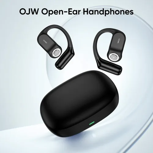 Vista 4 de OJW OWS - Auriculares de oreja abierta Bluetooth con micrófono, Bluetooth 5.4, IPX7 impermeable, ligeros ganchos deportivos inalámbricos
