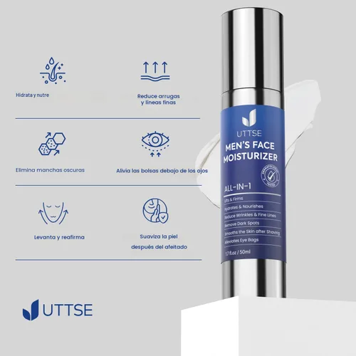 Vista 4 de Uttse Hidratante facial 6 en 1 para hombre: crema facial para hombres, reduce el aspecto de las bolsas para los ojos, las ojeras y la hinchazón