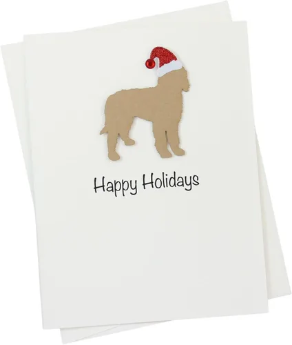 Vista 13 de Black Doodle Bernedoodle - Tarjetas de Navidad (10 unidades), hechas a mano, base blanca, perro con sombrero de Papá Noel Negro