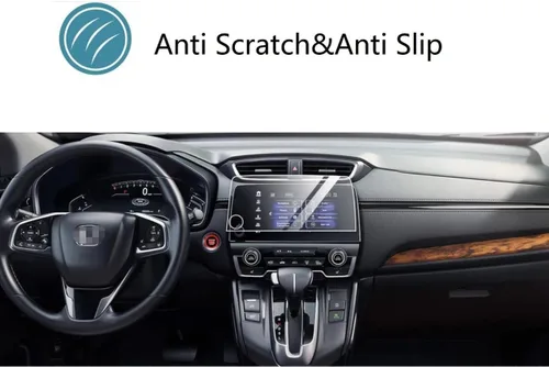 Vista 2 de ZFM Protector de pantalla de vidrio templado compatible con Honda CRV 2017-2022, dureza 9H, alta definición, protector de pantalla táctil central