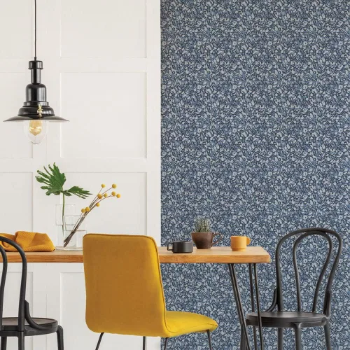 Vista 4 de Tempaper x She She Blue Flamboyan Removable Peel and Stick Wallpaper, 20.5" x 33', Made in the USA