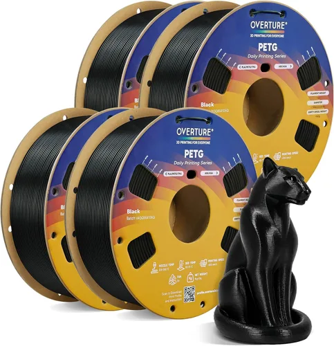 Vista 27 de OVERTURE - Filamento PETG de 1/16 de pulgada (1.75 mm) para impresora 3D y FDM, bien enrollado, duradero, carrete de 4.4 libras, dureza firme