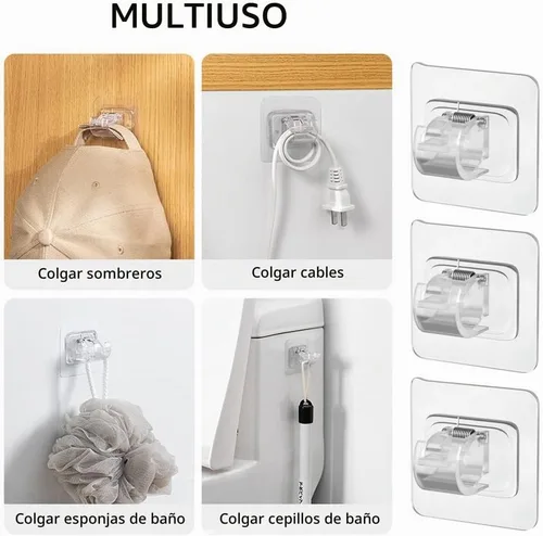 Vista 7 de 8 piezas de ganchos autoadhesivos para barra de cortina, soportes de barra de cortina autoadhesivos sin taladro, ganchos de cortina sin clavos