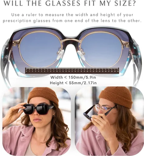 Vista 4 de BLUE CUT Gafas de sol polarizadas para mujer, con estilo protector solar con clip sobre gafas graduadas