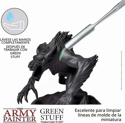 Vista 4 de Green Stuff": Kneadatite (masilla para esculpir). Army Painter Mouldable Model Putty Modelling Compound for Miniatures, Easy-to-Knead Green Putty