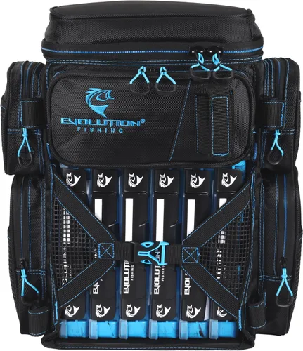 Vista 4 de Mochila para aparejos de pesca Evolution Drift Series, mochila de camping con 6 bandejas para aparejos de pesca, resistente