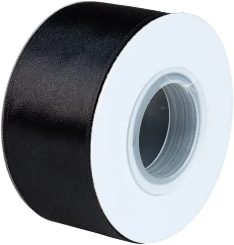 Vista 2 de Craft County - Cinta de satén de doble cara de 1 pulgada - Negro - 25 yardas (75 pies) - Ideal para proyectos de manualidades, envoltura, bodas