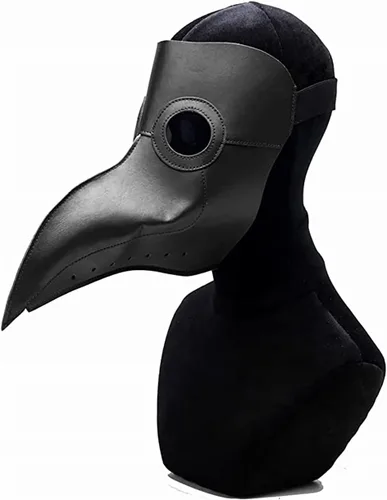 Vista 4 de Adult Unisex 9PCS Plague Doctor Costume with Mask Gloves Hat Necalace Scepter