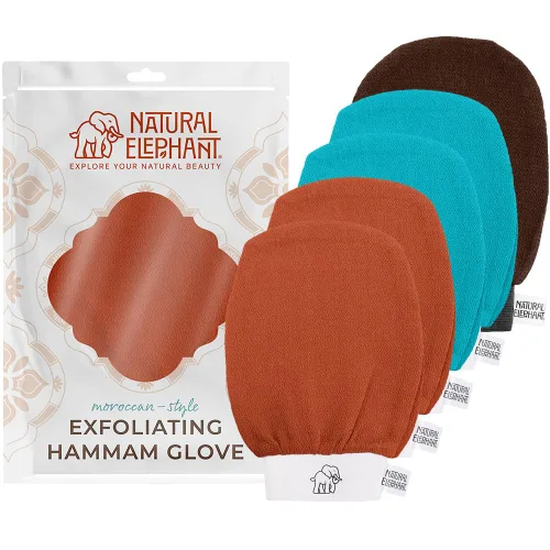 Vista 25 de Natural Elephant Guantes exfoliantes para hammam, guantes exfoliantes faciales y corporales, paquetes de 5 y 10