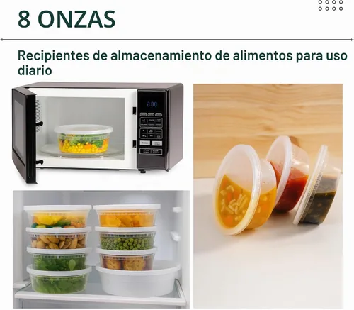 Vista 2 de [8oz-20 juegos de recipientes de plástico con tapas, recipientes transparentes sin BPA con tapas herméticas, almacenamiento de alimentos resistente