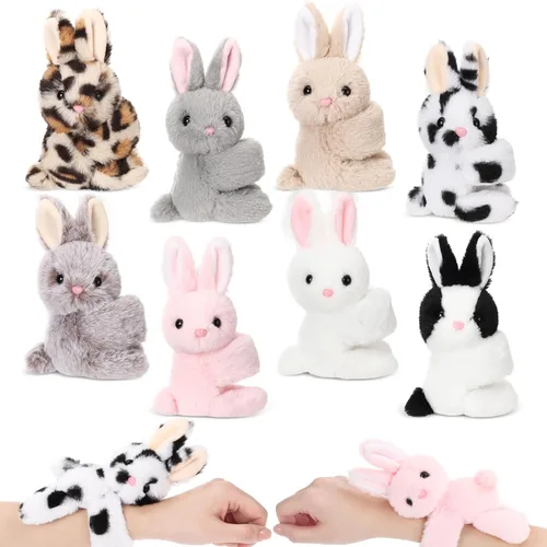 Vista 10 de Liliful Paquete de 8 pulseras de peluche para niños, regalos de animales de peluche, premios de clase de graduación de 8 pulgadas, muñequera, linda