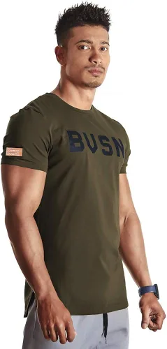 Vista 3 de BVSN - Camiseta para hombre, diseño de musculación, fitness, manga corta, para entrenamiento