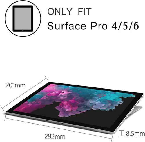 Vista 8 de ZenRich Funda para Surface Pro 7 Plus/7/6/5/4/LTE con soporte para lápices, soporte giratorio 360°, correa de mano y cinturón de hombro, resistente