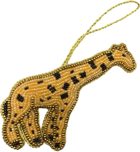 Vista 10 de Adorno de Navidad adornado con corazón verde, bordado Zari Zardozi dorado con cuentas y perlas de imitación, bolsa de presentación