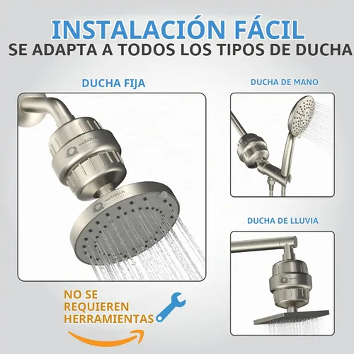 Vista 7 de weAQUA Paquete de 2 filtros de ducha resistentes para agua dura, cloro