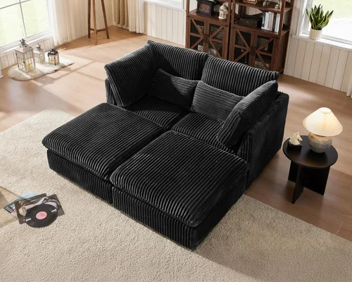 Vista 11 de Sofá Modular de Tamaño Grande, Sofá Seccional de Chenilla Cloud Extra Profundo con Chaise Otomana, Sofá Cama de Chenilla Esponjosa de 5 Asientos