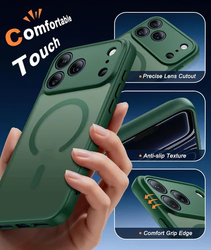 Vista 143 de FNTCASE Funda para iPhone 17 Pro: Fundas delgadas translúcidas de color azul claro compatibles con MagSafe, protección completa de la cámara
