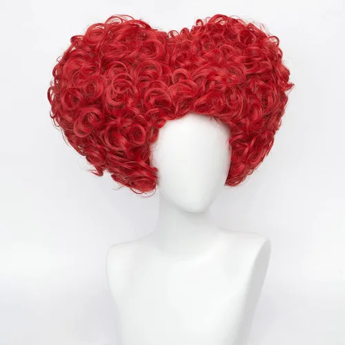 Vista 3 de Aicos Peluca de cosplay de colmena rizada roja con corona para mujer Colmena Corazón Rojo-Adulto