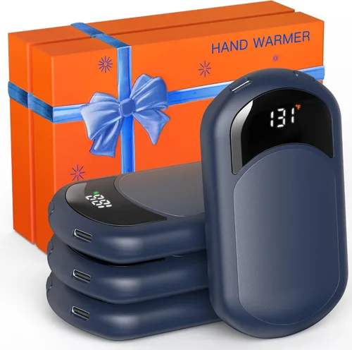 Vista 10 de Electric Hand Warmers Rechargeable, 104–131°F with Temp & Battery Display, 3 Heat Levels, Fast Heating, Smart Temp Control, Pocket-Size, Fits in