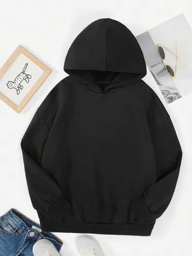 Vista 2 de Floerns Sudadera con capucha de manga larga con estampado gráfico de corazón para niñas