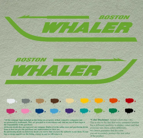 Vista 4 de Par de calcomanías Boston Whaler para barcos, calcomanías de vinilo, motor de barco, lote de 2, Negro 070