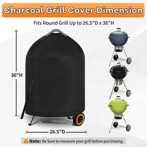 Vista 2 de i COVER Funda para parrilla Weber de 22 pulgadas, cubierta impermeable para parrillas Weber Char-Broil de 22 pulgadas, cubierta de barbacoa