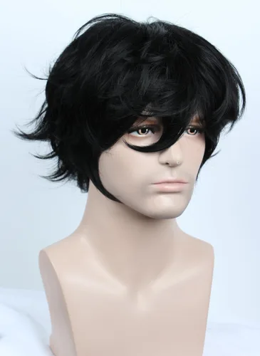 Vista 3 de Linfairy Disfraz de Halloween Cosplay peluca para P5 (corto negro)