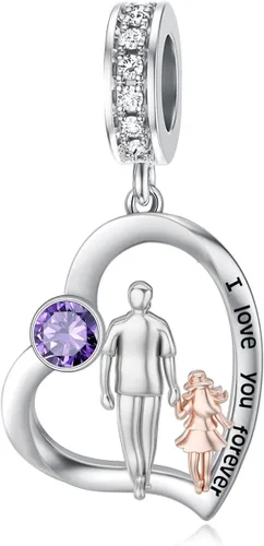 Vista 163 de PROESS Dije para padre, madre e hija, pulsera de plata de ley para pulseras, regalos de cumpleaños, día de San Valentín, para hija, madre, amante