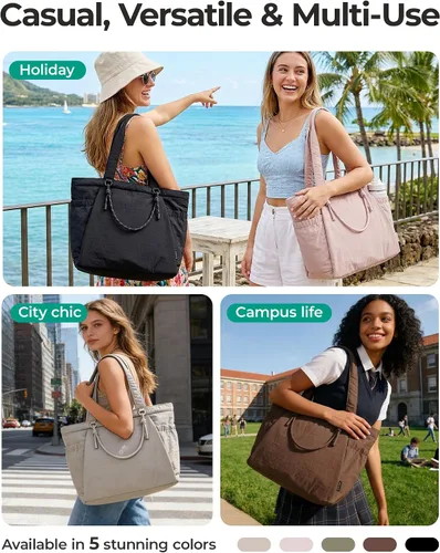 Vista 7 de BAGSMART Bolsa de yoga y pilates para mujer con asas, bolsa de gimnasio Rosa bebé