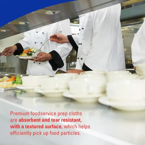 Vista 9 de WypAll CriticalClean Paños de limpieza de alto rendimiento para servicio de alimentos (05927), Toallas plegadas en cuartos, azul