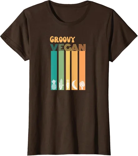 Vista 22 de Groovy Vegan Retro Vintage Cool Veggies 70 80 Flower Power Camiseta, Negro