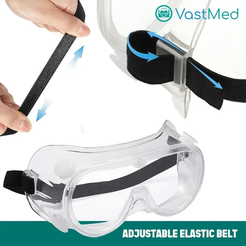 Vista 5 de Gafas de seguridad protectoras antivaho con lente transparente de visión amplia, ajustables para el polvo que se ajustan sobre las gafas
