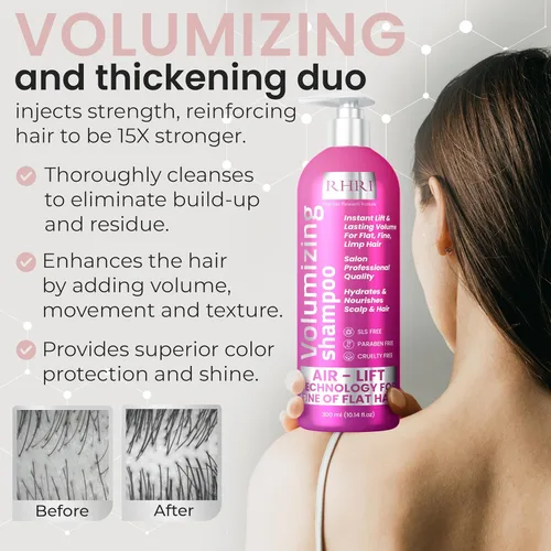 Vista 4 de Juego de champú y acondicionador voluminizador para cabello fino Hidratante, nutritivo, aumenta el volumen, la textura y el brillo Ideal