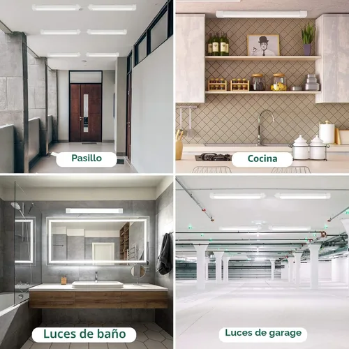 Vista 6 de Luces LED de armario con enchufe, luces de techo enchufables de 17 pulgadas y 1700 lúmenes, luz de tienda impermeable IP66 de 16 vatios, luz