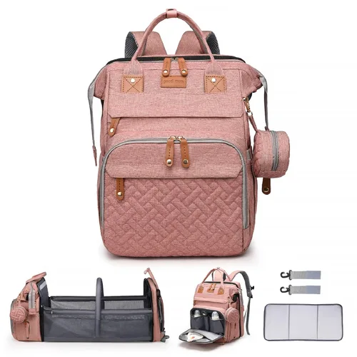 Vista 22 de ANWTOTU Mochila Bolsa para Pañales, Verde militar Mochila de viaje impermeable multifuncional con cambiador, estuche para chupete y correas