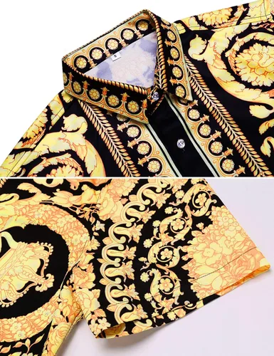 Vista 4 de Daupanzees - Camisa hawaiana de manga corta con botones para hombre