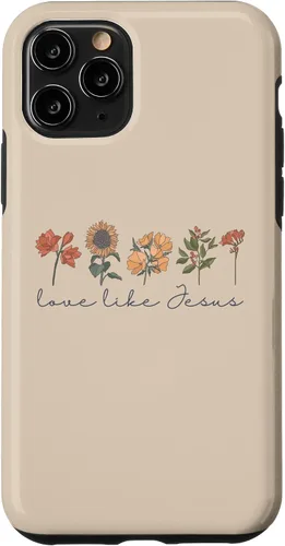 Vista 29 de Love Like Jesus - Carcasa para iPhone 17, diseño de flores y texto bíblico, religioso