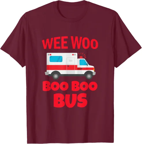 Vista 12 de Wee Woo Boo Boo Bus First Responder - Camiseta divertida de ambulancia, Negro, S