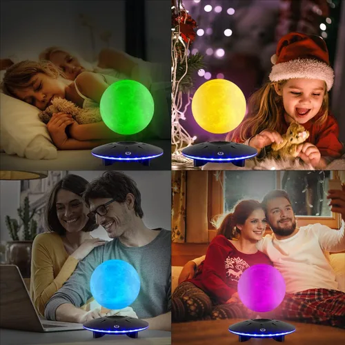 Vista 6 de Lámpara magnética flotante de luna, 16 colores, luz de luna, girando levitante, impresión 3D, luna, luces LED de noche, hogar, oficina, habitación