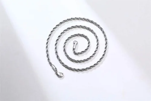 Vista 2 de VNOX Collar de cadena de cuerda francesa de acero inoxidable para hombres y mujeres, 16182022242826282830323436 pulgadas