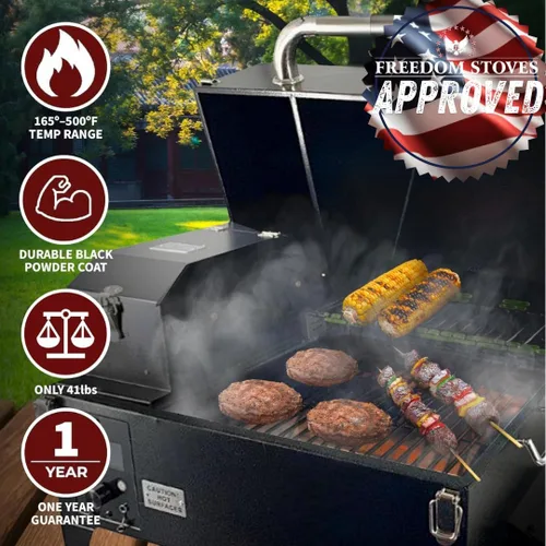 Vista 7 de Freedom - Parrilla de pellets portátil y ahumador: pantalla digital, sondas duales de carne, área de cocción de 242 pulgadas cuadradas, alimentado