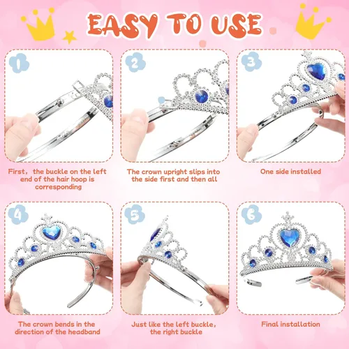 Vista 9 de Juego de 30 tiaras de corona de princesa para niñas, tiaras de plástico a granel, disfraz de fiesta, accesorios de cumpleaños para niños